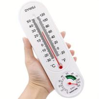 Wall-mounted indoor/outdoor thermometer and hygrometer, accurately measures temperature and humidity, red pointer, hygrometer. balta