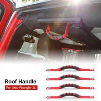 4x Red Roof Roll Bar Grab Handles Weaving Grip For Jeep Wrangler JL 4-Door 2018+