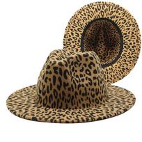 Ladies Camel Fedora Leopard Hat Men'S Jazz Hat Spring Top Hat Gambler Hat Big Eaves Hat M（56-58cm） kupranugaris