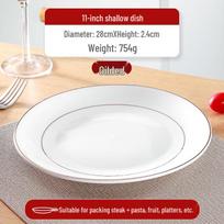 Youxia Gold Rim Ceramic Round Dinner Plate