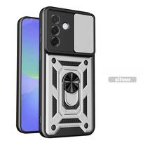 Case for Samsung Galaxy A37 A57 5G A16 A26 A36 A56 A15 A35 A55 A14 A24 A34 A54 A06 A07 4G Cover Slide Camera Ring Stand Funda for Samsung A37 5G sidabras