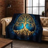 Nature Viking Yggdrasil Norse Tree of Life Flannel Blanket Soft Warm Blanket for Bedroom Room Living Room Travel Camping Picnic 75x90cm