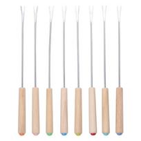 6-Piece Oak Handle Fondue Fork Set for Cheese & Chocolate 24CM Set (6 pieces) Random Colors