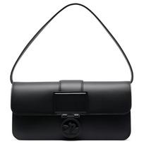 Longchamp Box-Trot 27 Solid Color Pendant Lock Magnetic Snap Flap Cowhide Baguette Shoulder Tote Bag Medium Women bags Black 10214HBW001 Basic Set (Bag+Dust Bag)
