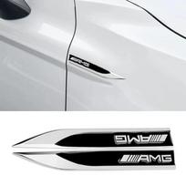 Karšta automobilio lipdukas 2 vnt. 3D metalinis logotipas AMG emblema Automobilio sparno ženklelis Lipdukas Mercedes Benz W203 W204 W205 W212 W213 X253 AMG lipdukas juoda