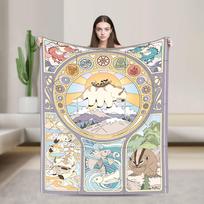 Anime Avatars The Last Airbender Plush Blanket Children Flannel Throw Blanket For Couch Chair Super Warm Quality Bedspread 75x100cm (30x40inch) gray