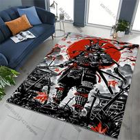 Japanese Samurai Spirits Area Rug Non Slip Floor Mat for Living Room Bedroom Sofa Kitchen Decor 40x60cm (16x24in) black