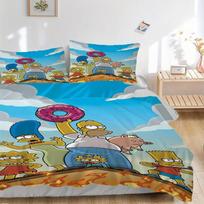 The Simpsons Family Adventure Bedding Set Comforter Cover Gift for Bedroom,Includes 1 Cover and 2 Pillowcases, No InsertB507 135x200cm