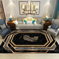Luxury Medusa Greek Key Area Rug, Gold Leopard Chain Non-Slip Machine Washable Floor Mat for Living Room Bedroom Home Decor 40x60cm
