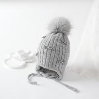 Cute Pompom Bows Children Winter Hat Ears Protection Fleece-lined Girl Cap Thicken Kids Bonnet Hat Winter pilka