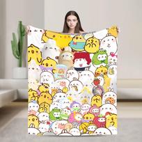Molang Linksmas Animacinis Pledas Super Minkštas Jaukus Mesti Pledai Sofai 50x60 Colių Daugia dydžių Lovatiesė 100x150cm yellow