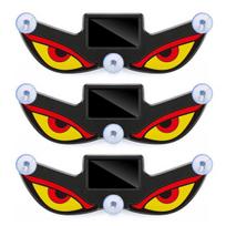 3Pcs Solar LED Car Decorative Light with Dynamic Eye Design USB-C Rechargeable Smart Sensor Car Light Vibration-Activated Suction Cup Mount 3pcs