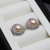 925 Silver Natural Black Pearl Earrings For Woman,Trend Big Freshwater Pearl Earrings Danghter Mother Christmas Gift