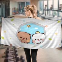 1Pc Bubu and Dudu Cute Cartoon Anime Beach Swimming Towel Soft Absorbent Washcloth Children's Gifts for Kids Travel Camping Gym W30*H60(CM)