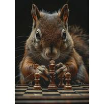 Tiger Vs Lion Chess Raccoon Chimpanzee Bear Leopard Canvas Painting Poster Print Motivational Wall Art Pictures Room Home Decor 21X30CMNo Framed