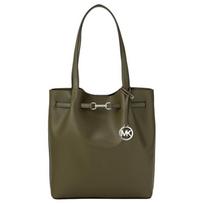 MICHAEL KORS Carson NS brand logo charm cowhide shoulder bag large size women's olive green žalia
