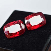 Stunning Pair Ruby 16.40 Ct Natural Red Cushion Cut CERTIFIED Loose Gemstone 13.2 mm approx raudona
