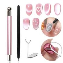 4 dalių Katės akies magnetinis nagų dailės rinkinys Katės akies gelinis nagų lakas Magnetiniai įrankiai Apima širdies formos geležies lakštą 【4pcs】Pink pink