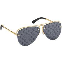 Louis Vuitton Grease Metal Frog Sunglasses Pilot Style Unisex sunglasses Dark-Gray Z1172E Dark Gray
