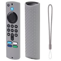 Silicone Cover for TV Stick 3rd Gen/4K Remotes Protections Scratch Resistant Secure Grip Glowing in Dark Case Lanyard pilka spalva