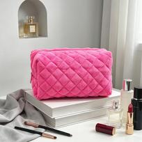 Plush Travel Toiletry Bag With Zipper For Women Storage Organizer rožinė