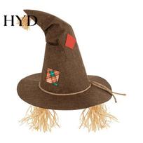 Festive Halloween Costume Scarecrow Hat, Novelty Witch Hat with Straw, Festival Dress Props Accessory for Cosplay Party, Up Prop Creative Party kava