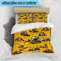 1PC Construction excavator 3pcs Bedding,Including 1pc Duvet Cover And 2pcs Pillowcases Perfect for Christmas,Ideal for Bedroom, Dormitory 135cm*200cm