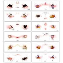 12pcs Waterproof Halloween Face Tattoo Portable Halloween Bat Face Stickers  Ball Style 4