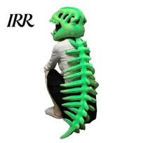 Halloween Party Accessory Dinosaur Skeleton Costume, 3D Spinosaurus Skull Masque Headpiece And Spine, Ornament Plush Hood Costume for Halloween, 80 cm žalia