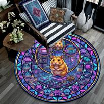 Hamster Glass Mandala Round Football Size 5 Adult Ball Suitable for Training Matches and Outdoor Team. 80cm x 80cm
