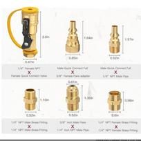 Quick Connect Propane Brass Fittings 7pcs for RV Low Pressure Gas Appliances Suitable for Outdoor Grills and Heaters 7pcs
