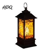 Halloween Night Light Light Vintage Battery Operated LED Lantern Simulated Flickering Flame Rustic Table Lamp Lantern for Party Home Decor And Trick D