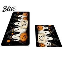 Durable Kitchen Floor Mat 2Pcs/Set Halloween Rugs Anti Slip Absorbent Mats Pumpkin Easy Clean Black Cat Ghost Designs Decorative Rugs for 1
