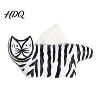 Artistic Tissue Dispenser Box Striped Cat Shape Dispenser with Ample Interior Cute Space Vinyl Case Compact Decorative Durable Paper Holder Box for
