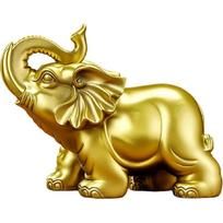 Aris & Juno Brass Elephant Pair Feng Shui Statue – Chinese Wealth & Good Luck Figurines for Entryway, Home Office Desk or Shelf Decor, Gift for Male Elephant