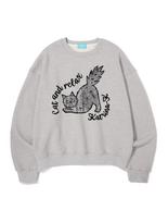 Katrina Kay Relax Cat Sweatshirt - Melange Grey Charcoal/Free