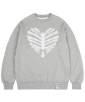 Graver [Unisex] Bone Heart Dot Silhouette Sweatshirt_Gray Grey/S