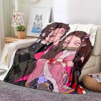 Kamado Nezuko Flannel Demon Slayer Blanket Washable Sofa Cover Hiking Picnic Fashionable Leisure Napping Throw Blankets Size: 75*100cm, Weight: 230 GSM