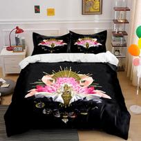 Golden Warrior Lotus Set Bedding Duvet Cover Set Duvet Cover Pillowcases  (1 * Duvet Cover 2 * Pillowcases, without duvet insert) 135x200cm