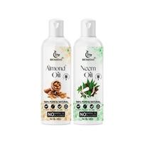 Biomidas 100% Pure Almond Oil 100ML & Neem Oil 100ML Combo For Rapid Hair Growth, Anti Hair Fall, Split Ends & Promotes Softer & Shinier Hair (Pack
