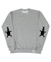 Graver [Unisex] Elbow White Rabbit Sweatshirt_Gray Grey_Black Print/L