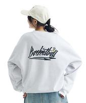 Cream Soda Lab Basketball Arc Big Logo Sweatshirt Light Grey Fleece-Lined Xl