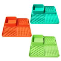 Silicone Pet Feeding Mat Slow Food Pads Dog Feeding Mat Anti-Choke Pet Meal Pad with Suction Cup Pet Bowls & Feeders (Light green,500g&L) šviesiai žalios spalvos