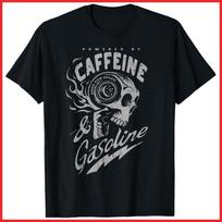 Powered By Caffeine And Gasoline Black Cotton T-Shirt S-5XL L