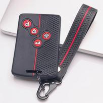 Silicone Key Cover for Renault Zoe Captur Clio 5 Arkana Megane 4 Scenic Espace Kadjar with Keychain Honeycomb Texture Shockproof Car Remote Key Sleeve juoda
