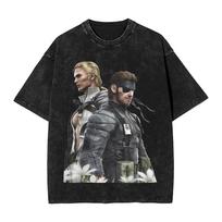 Metal Gear Solid 3 The Boss & Naked Snake Dual Legacy Vintage Acid Wash Oversized Black T-Shirt | Tactical Espionage Game Fan Merch Tee S įvairiaspalvis