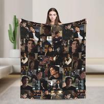 The Vampire Diaries Damon Salvatore Blankets Quality Warm Throw Blanket Winter Airplane Travel Bedroom Aesthetic Bedspread Size: 75*100cm, Weight: 230 GSM