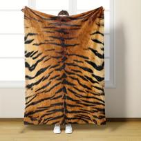 Luxurious Tiger Stripe Fleece Blanket - Soft Skin-Friendly | Realistic Print | All-Season Office/Outdoor/Napping & Gift Size: 75*100cm, Weight: 230 GSM