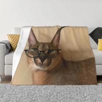 Studious Floppa 3D Printed Blankets Comfortable Soft Flannel Autumn Meme Cat Throw Blanket for Sofa Travel Bedding Size: 75*100cm, Weight: 230 GSM