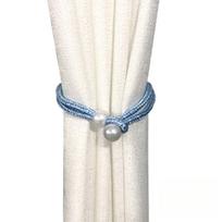 Elegantiški audinio užuolaidų laikikliai su perlo akcentais (Lake blue,1pc) ežero mėlyna spalva